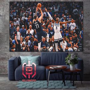 Luka Doncic Clutch Fadeaway Shot Over Jaden McDaniels To Get Game 3 Win For Dallas Mavericks WCF Final NBA 23-24 Home Decor Poster Canvas