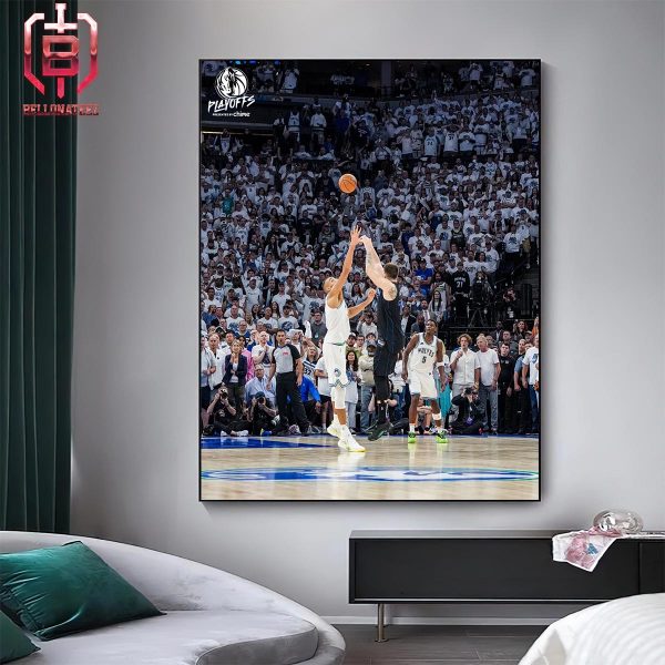 Luka Doncic Step Back 3 Points Shoot Over Rudy Gobert Help Mavericks Win Game 2 Against Wolves WCF Final NBA Playoffs 23-24 Home Decor Poster Canvas