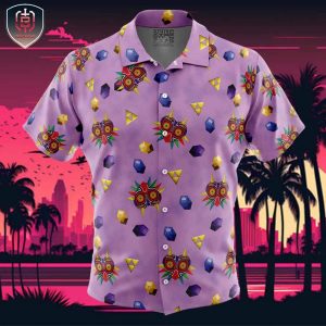 Majoras Mask Legend of Zelda Beach Wear Aloha Style For Men And Women Button Up Hawaiian Shirt