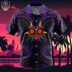 Majoras Mask The Legend of Zelda Beach Wear Aloha Style For Men And Women Button Up Hawaiian Shirt