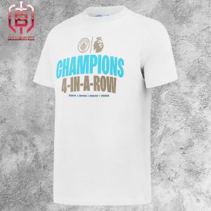 Manchester City Four In A Row Premier League Victory Tee EPL Champions 2023-2024 Unisex T-Shirt