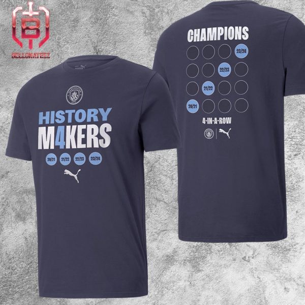 Manchester City History M4kers Premier League Victory Tee EPL Champions 2023-2024 Unisex T-Shirt