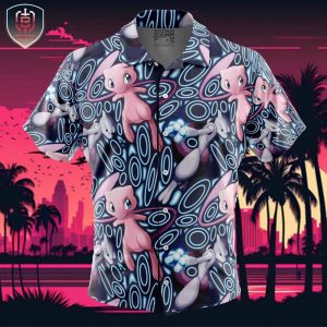 Mew x Mewtwo Pokemon Beach Wear Aloha Style For Men And Women Button Up Hawaiian Shirt