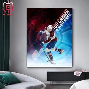 Mikko Rantanen Colorado Avalanche With His 100 Career NHL Playoff Points Home Decor Poster Canvas