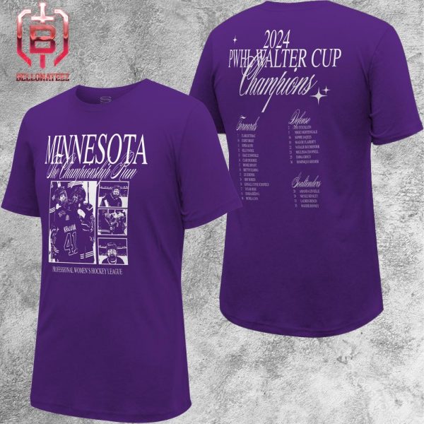 Minnesota PWHL Champions Run Graphic 2024 PWHL Walter Cup Champions Merchandise Two Sides Unisex T-Shirt