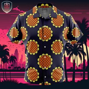 Navy Blue Monkey D Luffy Dressrosa One Piece Beach Wear Aloha Style For Men And Women Button Up Hawaiian Shirt