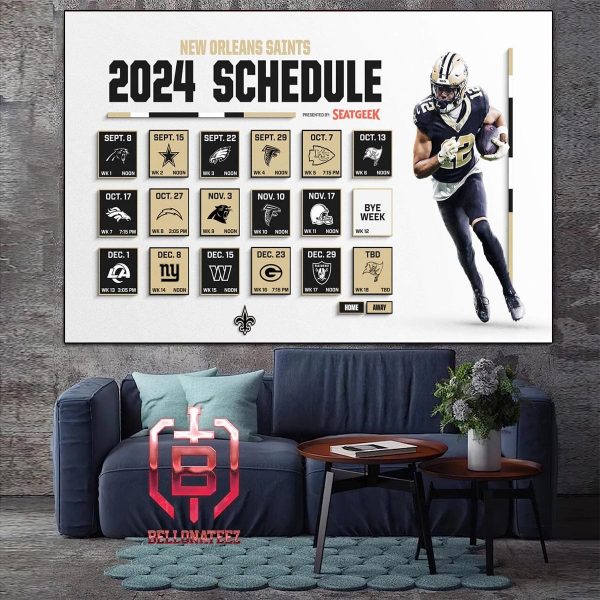 New Orleans Saints Announced Their New Season NFL 2024 Schedule Home Decor Poster Canvas