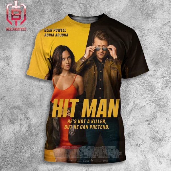 New Poster For Hit Man Starring Glen Powell Releasing On Netflix On June 7 All Over Print Shirt