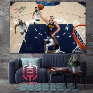 Nikola Jokic Poster Dunk On Anthony Edwards Nuggets Tied The Series Wester Semifinals NBA Playoffs 2023-2024 Home Decor Poster Canvas
