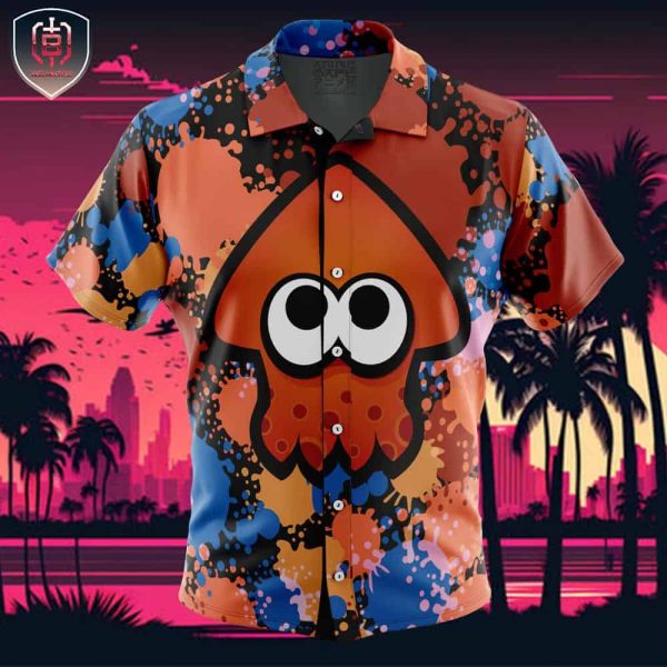 Orange Squid Aloha Splatoon Beach Wear Aloha Style For Men And Women Button Up Hawaiian Shirt