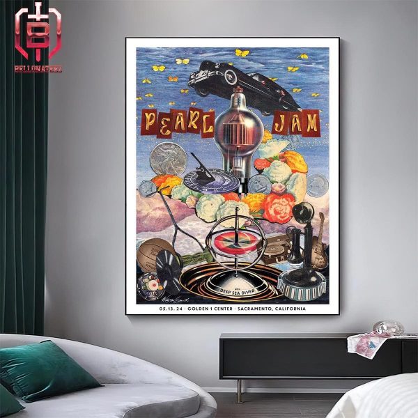 Pearl Jam Event Poster For Show With Deep Sea Diver At Golden 1 Center Sacramento CA On May 13th 2024 Home Decor Poster Canvas