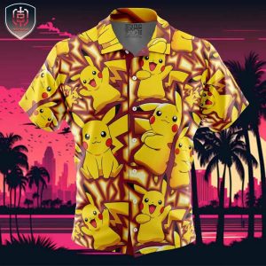 Pikachu Pokemon Beach Wear Aloha Style For Men And Women Button Up Hawaiian Shirt