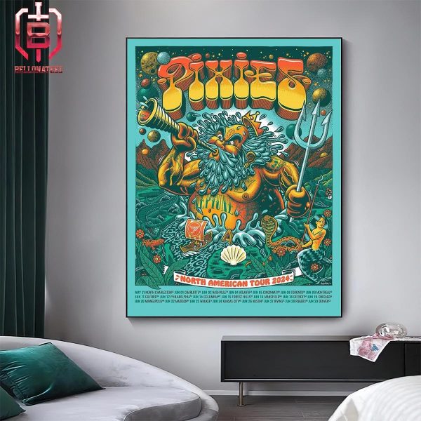 Pixies Official Poster For North American Tour 2024 Kick Off On May 31st 2024 At North Charleston Home Decor Poster Canvas