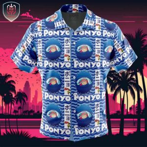 Ponyo Studio Ghibli Beach Wear Aloha Style For Men And Women Button Up Hawaiian Shirt