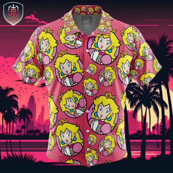 Princess Peach Super Mario Beach Wear Aloha Style For Men And Women Button Up Hawaiian Shirt