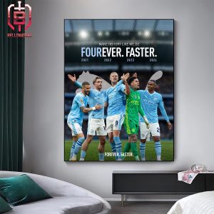 Puma Football Congratulations To Man City On Becoming The First Men’s English Team To Win 4 League Titles In A Row Home Decor Poster Canvas