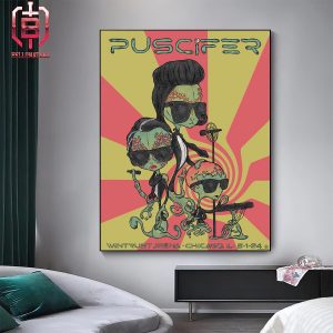 Puscifer Sessanta Poster For Show At Wintrust Arena In Chicago IL On May 1st 2024 Home Decor Poster Canvas