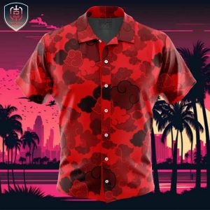 Red Aloha Akatsuki Naruto Beach Wear Aloha Style For Men And Women Button Up Hawaiian Shirt