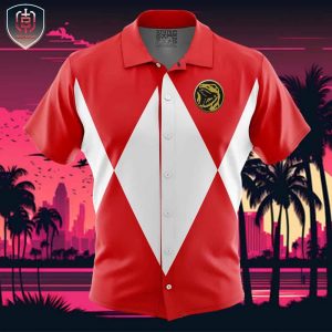Red Ranger Mighty Morphin Power Rangers Beach Wear Aloha Style For Men And Women Button Up Hawaiian Shirt
