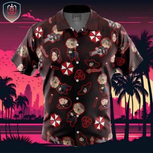 Resident Evil Pattern Gaming Beach Wear Aloha Style For Men And Women Button Up Hawaiian Shirt