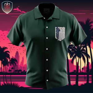 Scouting Regiment Attack on Titan Beach Wear Aloha Style For Men And Women Button Up Hawaiian Shirt