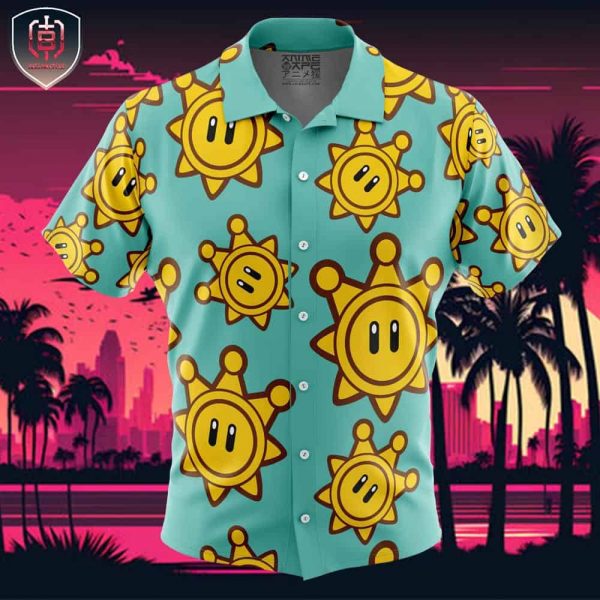 Shine Sprite Super Mario Sunshine Beach Wear Aloha Style For Men And Women Button Up Hawaiian Shirt