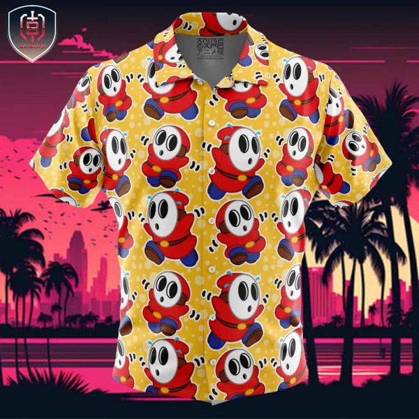Shy Guy Super Mario Bros Beach Wear Aloha Style For Men And Women Button Up Hawaiian Shirt