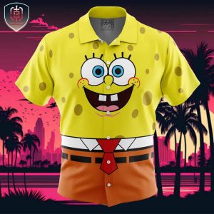 Spongebob SquarePants Nickelodeon Beach Wear Aloha Style For Men And Women Button Up Hawaiian Shirt