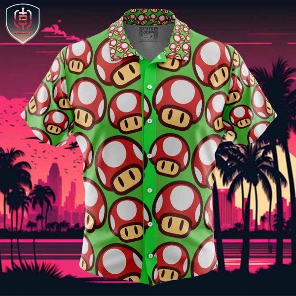 Super Mushroom Super Mario Beach Wear Aloha Style For Men And Women Button Up Hawaiian Shirt