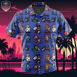 Team Mega Man Beach Wear Aloha Style For Men And Women Button Up Hawaiian Shirt