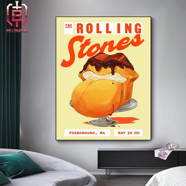 The Rolling Stones Event Lithograph Poster For Show At Foxborough MA On May 30th 2024 Home Decor Poster Canvas