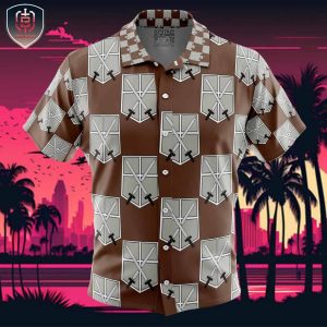 Training Corps Attack on Titan Beach Wear Aloha Style For Men And Women Button Up Hawaiian Shirt