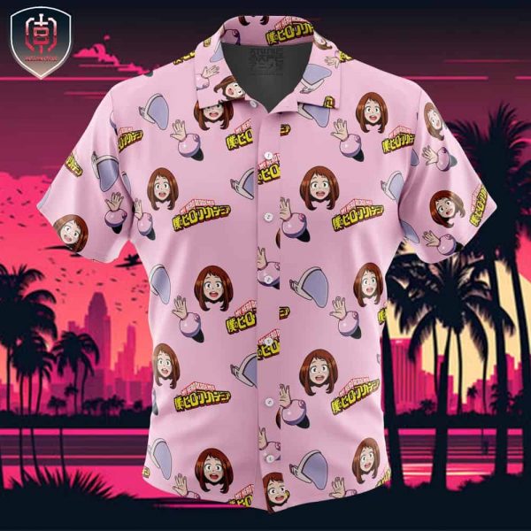 Uraraka Ochako My Hero Academia Beach Wear Aloha Style For Men And Women Button Up Hawaiian Shirt