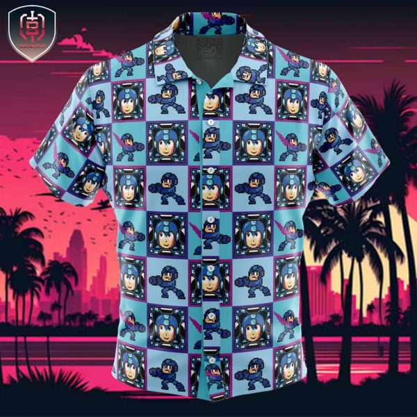 Video Game Mega Man Beach Wear Aloha Style For Men And Women Button Up Hawaiian Shirt