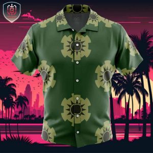 Zoros Wano Pattern One Piece Beach Wear Aloha Style For Men And Women Button Up Hawaiian Shirt