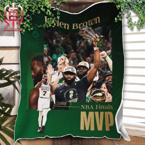 2024 Bill Russell Finals MVP Is Jaylen Brown Boston Celtics With Banner 18 Room Decor Fleece Blanket