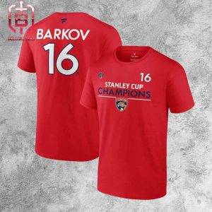 Aleksander Barkov Florida Panthers 2024 Stanley Cup Champions Authentic Pro Name And Number Two Sides Unisex T-Shirt