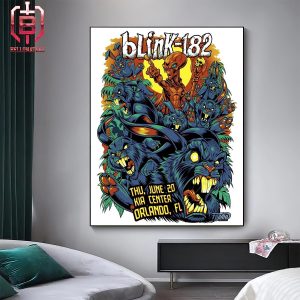 Blink 182 Merch Limited Poster For Show At Kia Center In Orlando FL On Thursday June 20th 2024 Home Decor Poster Canvas