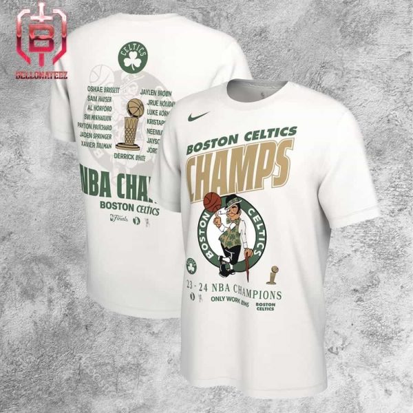 Boston Celtics Nike 2024 NBA Finals Champions Celebration Roster Two Sides Unisex T-Shirt