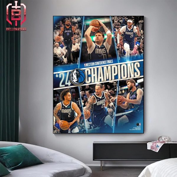 Dallas Mavericks Authentic 2024 Western Conference Champions Stylized Photo Home Decor Poster Canvas