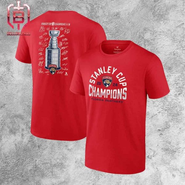 Florida Panthers 2024 Stanley Cup Champions Signature Roster Two Sides Unisex T-Shirt