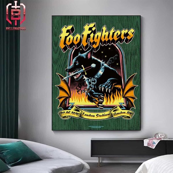 Foo Fighters Merch Limited Poster For Show At Lodon Stadium In London UK On June 22 2024 Home Decor Poster Canvas