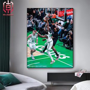 Jaylen Brown Eastern MVP Poster Dunk On Daniel Gafford Celtics Win Mavericks In Game 1 NBA Finals 2024 Home Decor Poster Canvas