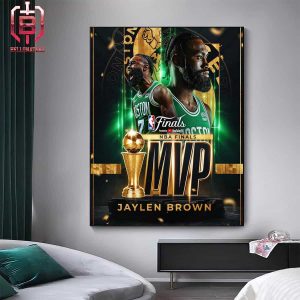 Jaylen Brown Is The 2024 NBA Finals MVP Bill Russell Trophy Home Decor Poster Canvas