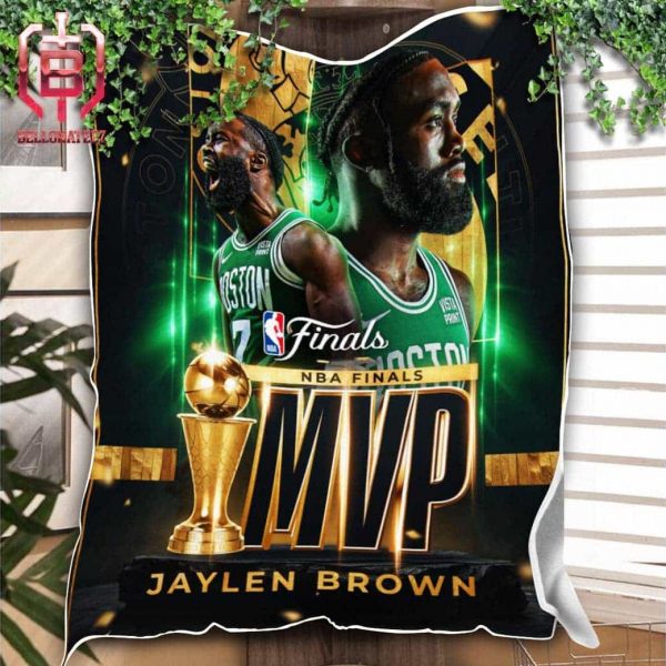 Jaylen Brown Is The 2024 NBA Finals MVP Bill Russell Trophy Room Decor Washable Fleece Blanket