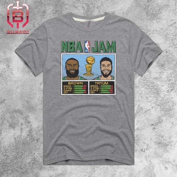 Jayson Tatum & Jaylen Brown Boston Celtics Homage Unisex 2024 NBA Finals Champions NBA Jam Unisex T-Shirt