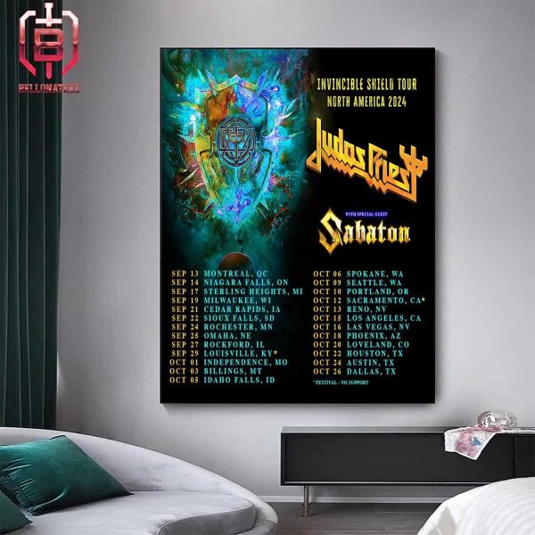 Judas Priest Dates Announced For September And October 2024 Invincible Shield Tour North America 2024 Home Decor Poster Canvas