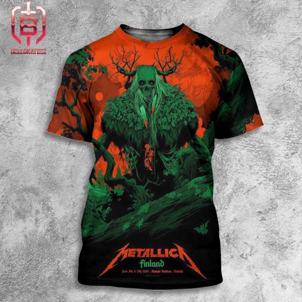 Metallica M72 World Tour At Helsinki Poster Related To The Concerts At The Olympic Stadium In Helsinki Finland On June 7th And 9th 2024 All Over Print Shirt