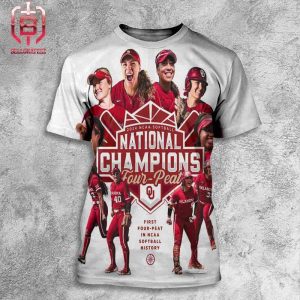 Okalahoma Sooners Win The 2024 NCAA Softball Champions First Four Peat In NCAA Softball History All Over Print Shirt