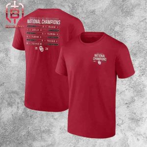 Oklahoma Sooners 2024 NCAA Softball Women’s College World Series Champions Schedule Two Sides Unisex T-Shirt